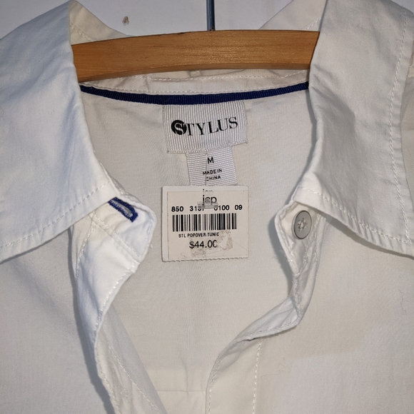 STYLUS New White Cotton Blouse Size M - Picture 3 of 5
